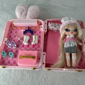 Pink Doll Travel Case Playset with Blonde Fashion Doll